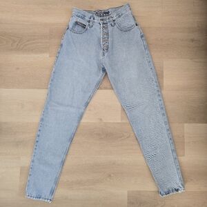 Vintage Hollywood Denim High Rise Button Fly Tapered Mom Jeans Made in Canada 28